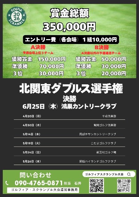 2026ゴルフィア・北関東ペアスクランブル大会　予選会場②4/30冨岡ゴルフ倶楽部